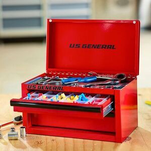 U.S. GENERAL Mini Steel Toolbox, Red